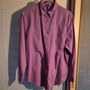 Pride's Landing Size Large Purple Button Down Shirt Polyester Cotton Blend